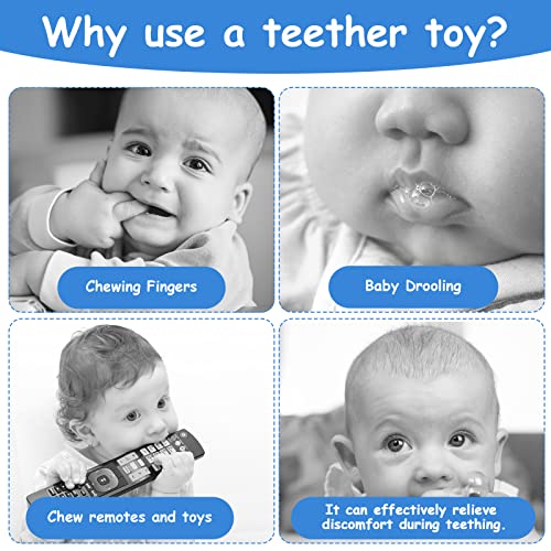 Aolso 2pcs Baby mordy Toys Silicone, controle remoto formato de dentição brinquedos e brinquedos de dentição com formato de telefone com clipe de chupeta de 2pcs, brinquedos de dentição de bebê de silicone por 3 meses+, BPA grátis