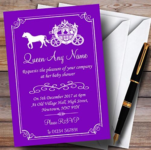 Convites de Princesa para carruagem de cavalos roxos convites para chá de bebê