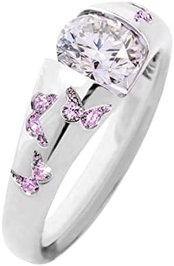 Anel de anel fino, simples e fofo de borboleta zircão anel de personalidade anel colorido para