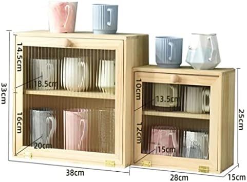 N/A 2 prateleiras de armazenamento para café com copo de chá de vidro de drenagem armário de armazenamento