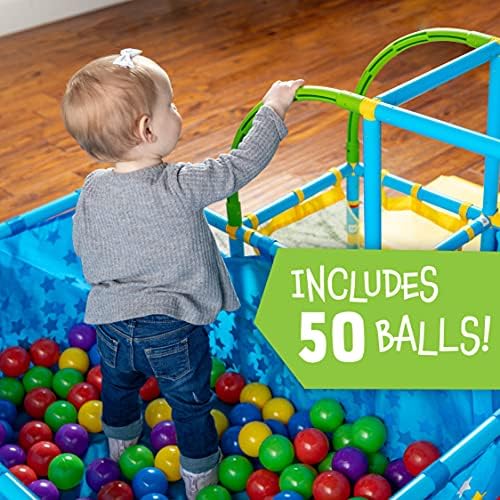 Eezy Peezy Active Play 3 em 1 Jungle Gym Playset - Inclui slide, Ball Pit e Misture Target com 50 bolas coloridas