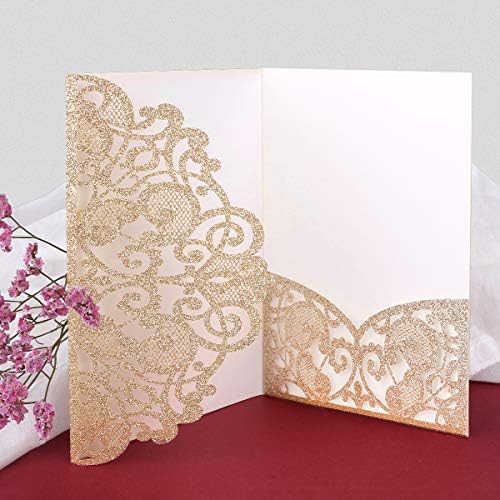 Convites de casamento com envelopes, 12 PCs Convite de corte a laser com cartões de RSVP para noivado de