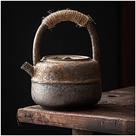 N/A Kiln mudou de grés retrô de tamanho grande, alça de tamanho bule de cerâmica artesanal Kung Fu Chalinha de chá quente de boca larga Kettle