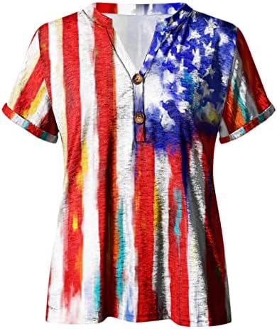 American Flag T-Shirt Mulheres 2023 EUA Estrelas Stripes 4 de julho Camisetas Camisas casuais