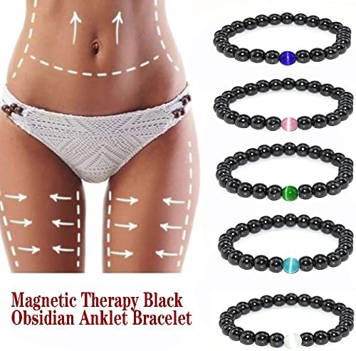 CSIYANJRY99 Obsidiana negra anti-aterrissagem para mulheres, bracelete de drenagem linfática do tornozelo, obsidiana de obsidiana anti-ansiedade para homens para homens