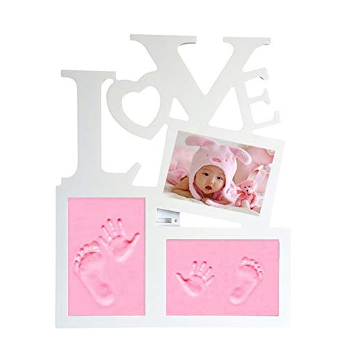 Volksrose Love Baby Handprint Kit e pegada foto de argila de madeira de madeira para meninas e meninos recém -nascidos,