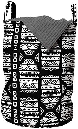 Bolsa de lavanderia de Ambesonne Aztec, ilustração de doodle de triangles tradicionais quadrados