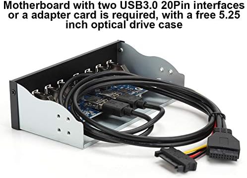 Painel frontal USB 3.0 Hub 8 Porta, 19 pinos a 8 Porta USB 3.0 Hub para PC, 8 Portas Hub Extensão óptica