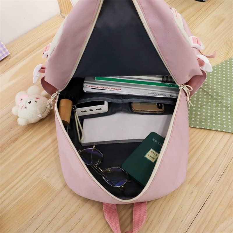 Donloise 5pcs Kawaii Backpack com acessórios de pinos estéticos Bolsa de laptop ITA para suprimentos estacionários de volta à escola