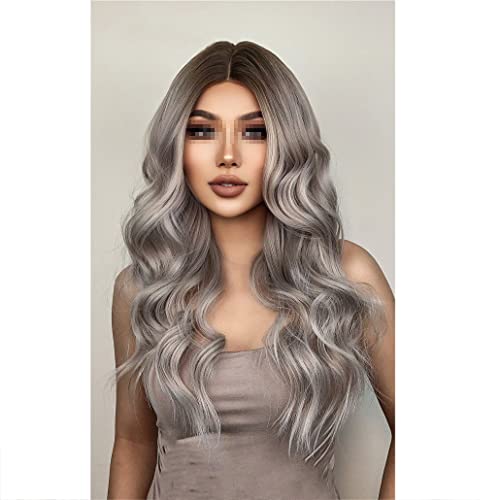 Azedssw Long Blonde ombre Synthetic Wigs for Womer Wig Middle Part Wavy Cosplay Wigs Resistente ao calor