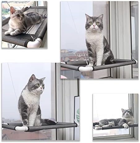 Rede da janela de gato, cama de jeito de sucção de gato na janela da janela montada para gatos internos （MAT MOLO GRÁTIS）