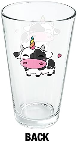 Vaca de unicórnio Kawaii fofa 16 oz de vidro, vidro temperado, design impresso e um presente de fã perfeito | Ótimo para bebidas frias, refrigerante, água