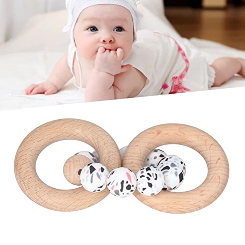 Brinquedos de dentição para bebês, anéis de dentição de silicone e dentes de madeira para bebês