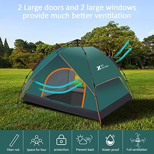 Família de tendas de acampamento zylifemagic Família dupla tenda ao ar livre portátil tenda instantânea portátil tenda automática anti-UV à prova de vento para viagens para caminhadas