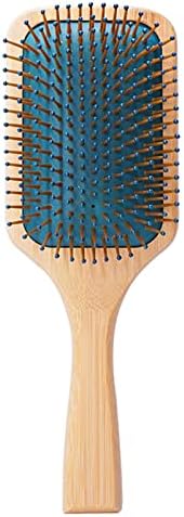 Escova de cabelo natureza bambu anti-estática em retângulo de escova de cabelo massagem de pente