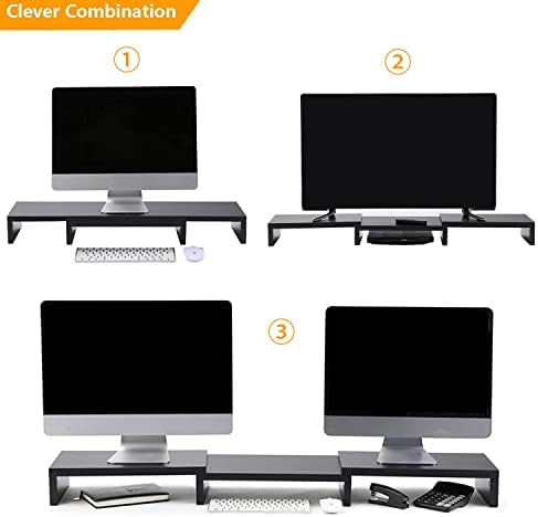 5RCOM Dual Monitor Stand, Riser de monitor de mesa com comprimento e ângulo ajustáveis ​​de 48,2 , organizador