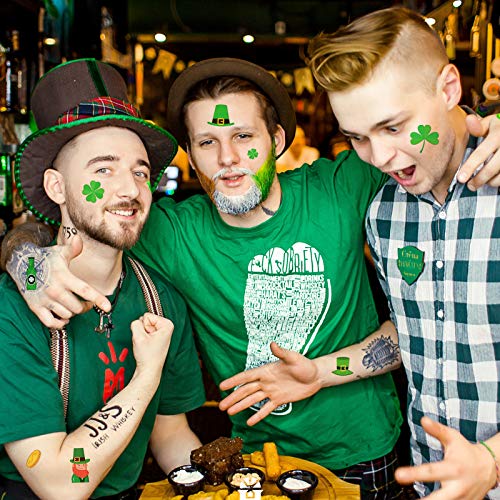Konsait 96pcs St.Patrick Day Party Supplies, Tattoos de St. Patrick Tattoos Shamrock Leprechaun Tattoo