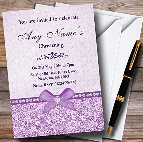 Bonito Floral Vintage Bow & Diamante Lilac Lilac Christing convites