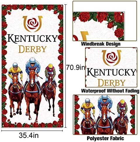 Kentucky Derby Door Cover Jockey Run for the Roses Banner Horse Racing Party Decoration