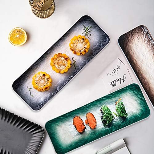 EGLAF 11.5 '' Plates de cerâmica - Placas retangulares de sushi com textura retangular - Porcelana de