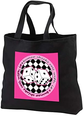 3drose Janna Salak Designs Bunco - Bunco Chicks Roll With It Pink - Bolsa Black Tote 14W x 14h x 3d