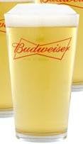 Logotipo da coroa da Budweiser 16 onças. Copo de cerveja