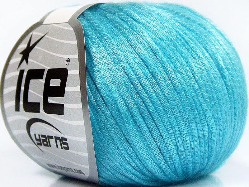 Fio de Nylon de Nylon Blue Rockabilly azul turquesa leve, brilho macio e sutil, leve Fuzz 50 gramas