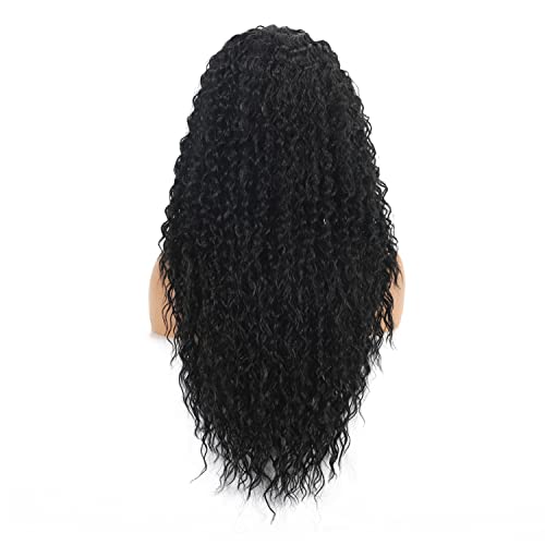 Peruca de renda sintética de fitchce perucas cacheadas para mulheres peruca preta macia cabelos