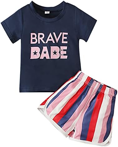 Garota bebê presente para criança meninas de verão Conjunto da independência camiseta toca shorts roupas