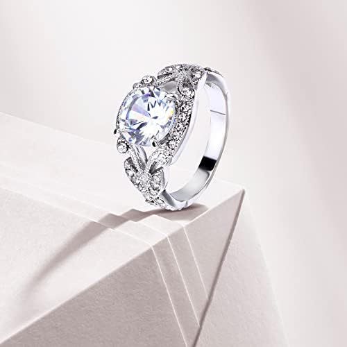 Anel redondo anel de anel de diamante azul vintage anel de diamante gemed stone anel de presente grande forma