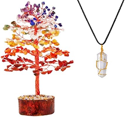 7 Chakra Crystal - Crystal Tree - Gem Tree - Chakra Decor - Gifts espirituais - cristal de quartzo transparente - Jóias - Jóias feitas à mão - Jóias de Chakra de quartzo - Pingente de Pedra - Presentes Espirituais