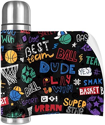 Basketball Graffiti Vacuum Isolled Stainless Aço Bottle, Thermo Coffee Caneca Thermos de Thermor de Parede