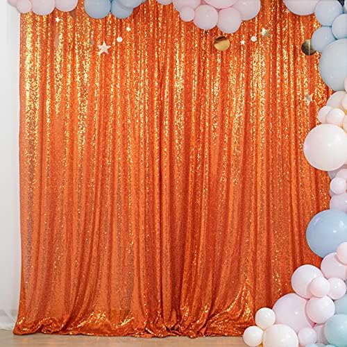 7ftx7ft laranja shimmer lantejão fotografia pano de fundo feliz aniversário cenário Prazo Glitter Glitter