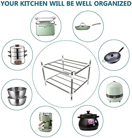 Organizador de utensílios de rack de secagem de prato sherchpry 2tier aço inoxidável Cabinete de cozinha prateleira, organizadora de prateleira de cozinha, prateleira, prateleira de armário, prateleira de cozinha de cabine de cozinha prateleira de canto organizadora