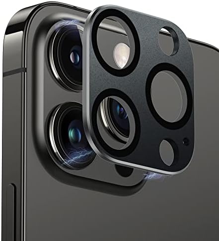 Tommybear compatível para iPhone 14 Pro/iPhone 14 Pro Max Camera Lens Protetor, [Upgrade Lastest] 9H Tampa de vidro temperado Tampa de tela de metal anel de metal resistente a riscos Fácil de instalar, 2pack-Black