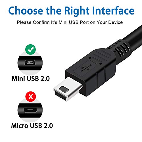 Voty Mini-USB Cable, 2pack 10ft USB 2.0 Tipo A a Mini-B Cordão de carregamento para a GoPro Hero