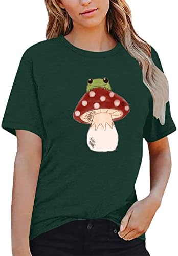 Camiseta de manga curta camiseta feminina feminina camisa de sapo fofo cogumelo tampo de manga