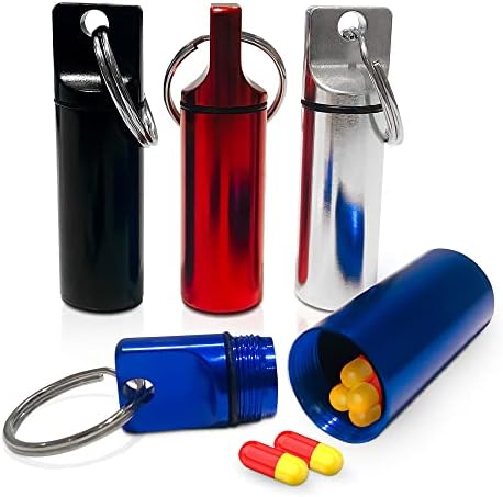 Porta de comprimido de chaveiro, pacote de 1 cor de prata, estojo de bolso/bolsa feita de alumínio, contêiner de chave de chaves à prova d'água - Takwiz
