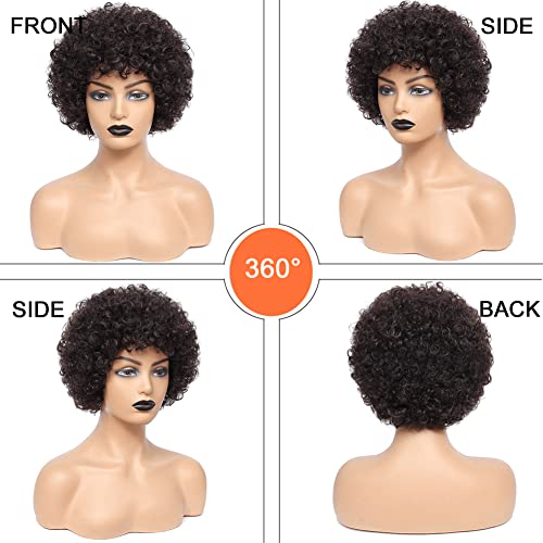 Perucas Ariqubba Afro Curly para Mulheres Negras 8 polegadas peruca curta curta com franja perucas sintéticas