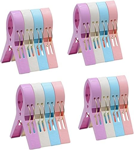 Clipes de toalha de praia para cadeiras de praia, 16 pcs 4,7 polegadas 4 colorido plástico de prensa