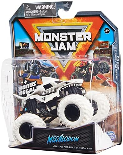 Monster Jam, caminhão oficial do Megalodon Monster, veículo fundido, Série Max Contrast, escala 1:64, brinquedos