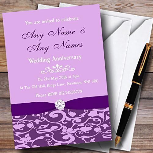 O card zoo roxo vintage floral damasco diamante convites para festas de aniversário personalizadas