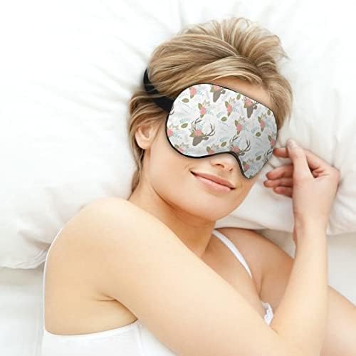 Máscara ocular de veados e flores com cinta ajustável para homens e mulheres noite de viagem para dormir