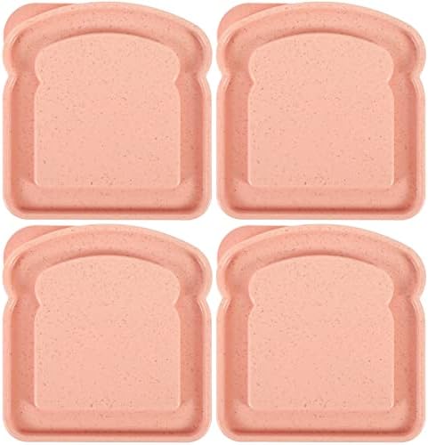 Bestonzon 4pcs Sanduíche Recipientes de Sanduíche de Armazenamento de Alimentos Torrada de Caixa de Caixa Sanduíche Pão de Pão de Breadeiro Infantil Lunhana da Lunch Home Kitchen Pink Pink