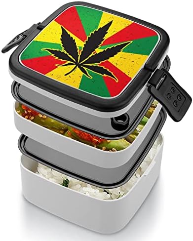 Folha de ervas daninhas na bandeira Rastafarian BEDO BENTO BOX Lunch Box Reciprador para Work Offce Picnic