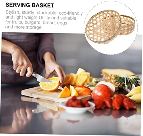 Luxshiny 3pcs Bamboo Basket Plate Storage Storage Box de mesa de pão de bandeja de pão Ferramentas de assadeira