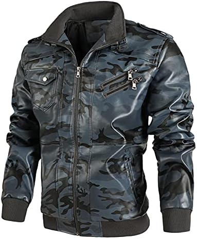 Diyago Winter Mens camuflate de campanha moda de couro vintage Motocicleta Bomber Jackets elegante Enchente Faux Leather Coat