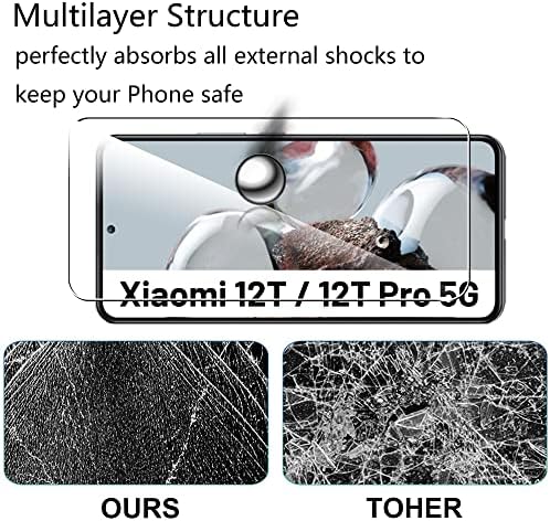 ZZJOOOJ 【3 pacote】 Para Xiaomi 12t Pro/ 12t 6,67 “Protetor de tela, HD Clear Scratch Resistância Bolha livre 9H Duridade vidro temperado