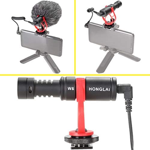 Microfone Honglai HL-W8, Microfone de vídeo externo Espingo, microfone de vídeo universal com montagem de choque, para várias marcas com câmera SLR de soquete de áudio de 3,5 mm, smartphone。