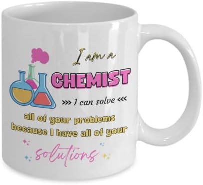 Caneca química para mulheres, químico, posso resolver todos os seus problemas porque tenho todas as suas